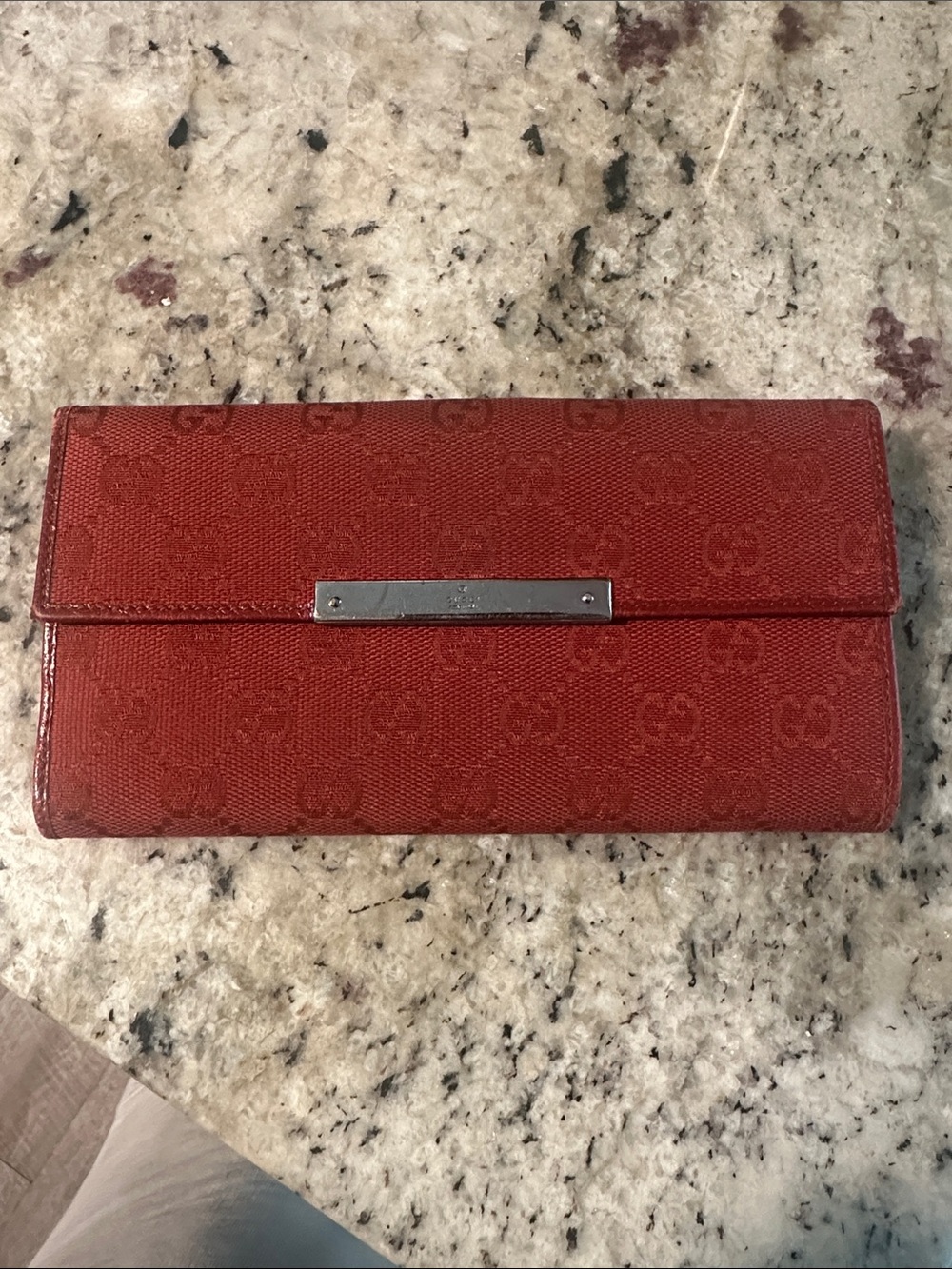 Gucci Orange-Red GG Monogram Continental Wallet